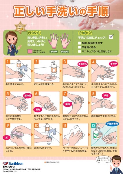 正しい手洗いの手順 をダウンロードできます ７ヵ国語あります お知らせ 事業所でご利用の方 サニクリーン九州